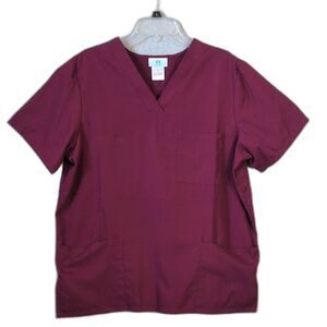 Sb Scrubs Burgundy Nurse Scrub Top Shirt Women's L